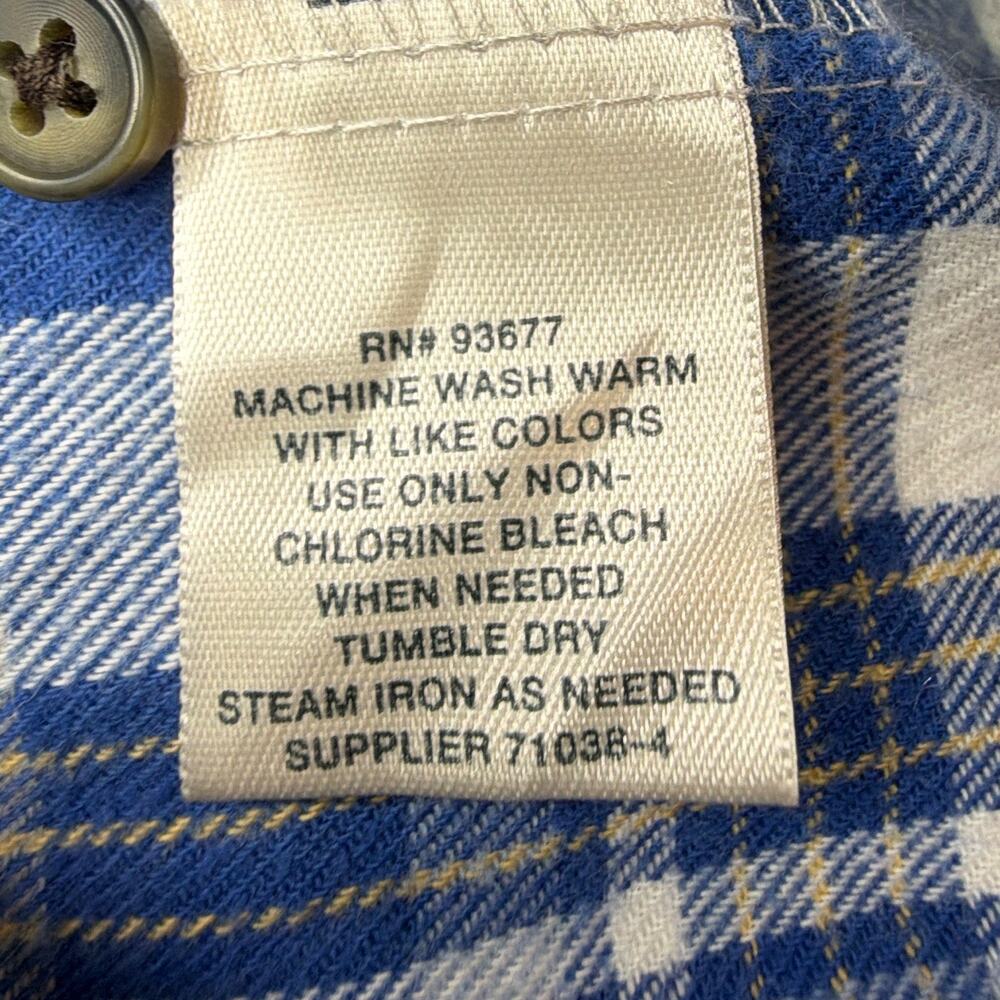 St Johns Bay Shirt Mens Large Blue Cream Plaid Flannel Long Sleeve Button Down - Picture 4 of 7